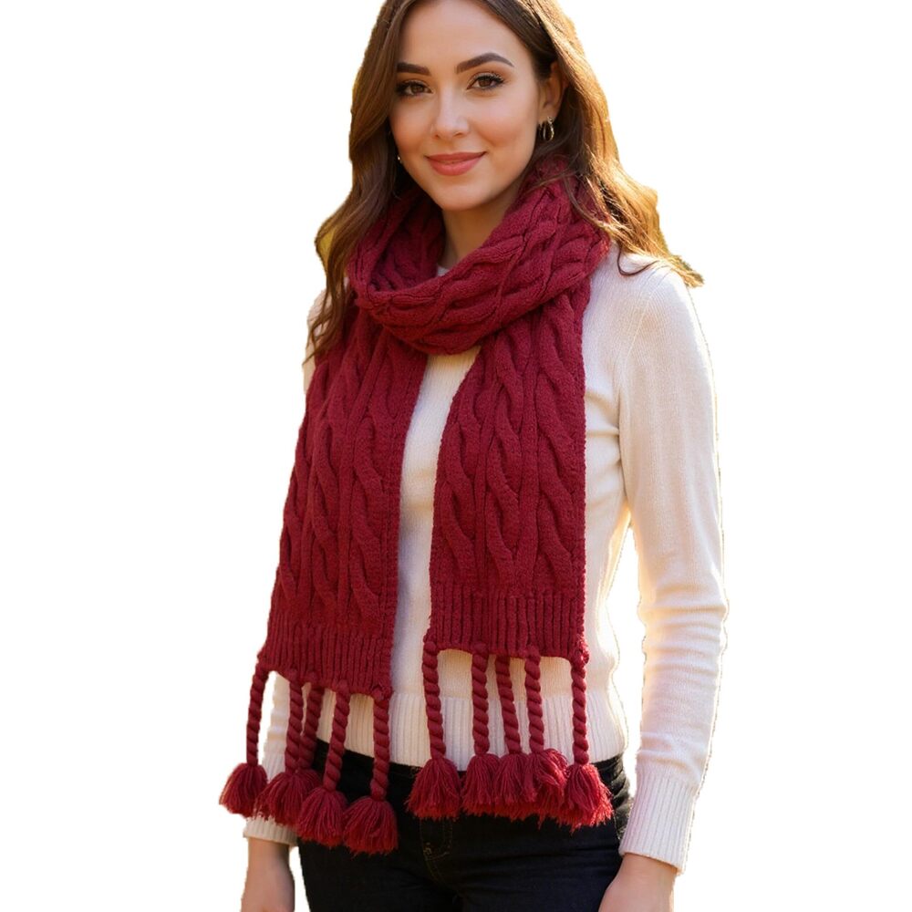 2773 Women's Knit Scarf Winter Neck Warm Long Ribbed Thick Scarves Fashion
